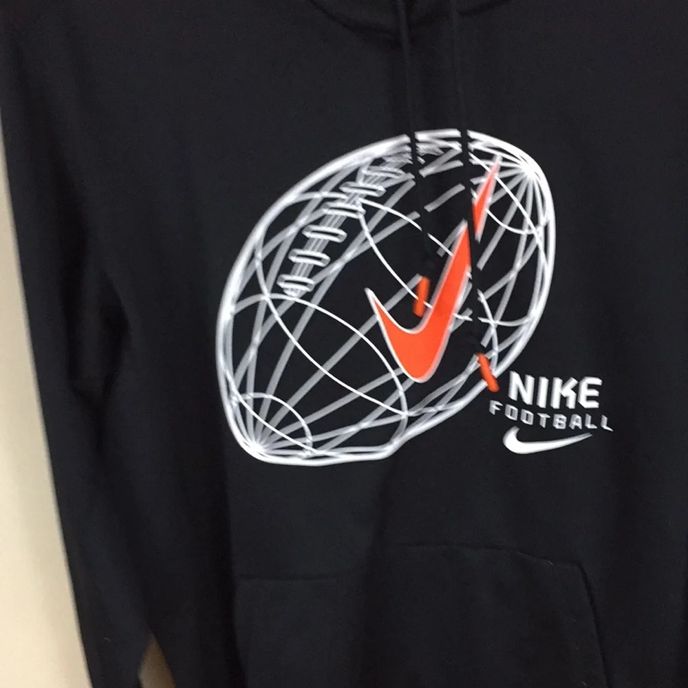 Nike Football Black Performance Hoodie Large Football with Swoosh Size Large